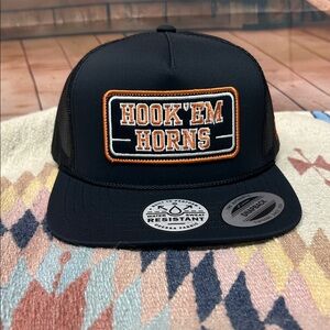 Hooey University of Texas Hook 'Em Horns Patch Black Snap Back Cap